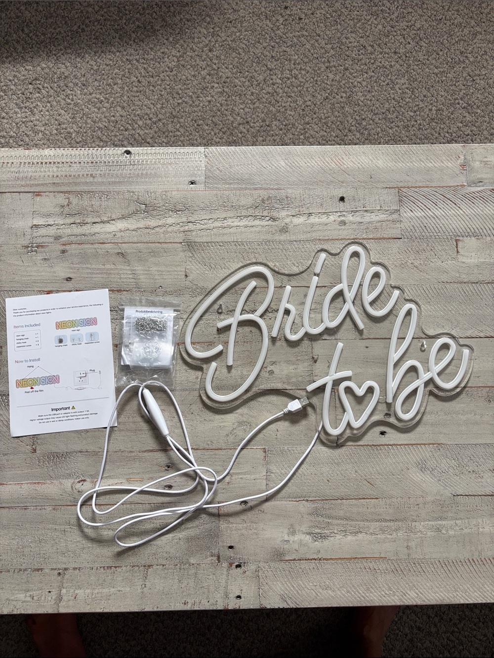 “Bride to Be” Neon Sign - Warm White LED Wedding Party Light